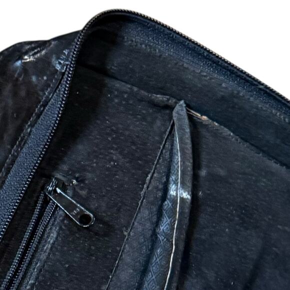 Vintage Black Eel Skin Briefcase High Polish Double Handle Full Zip - Picture 16 of 16